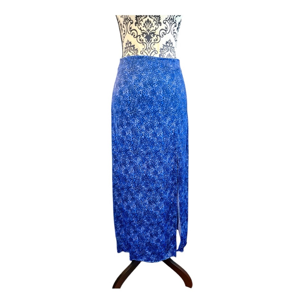 & OTHER STORIES Paris Atelier Blue Leopard Print Midi Skirt
